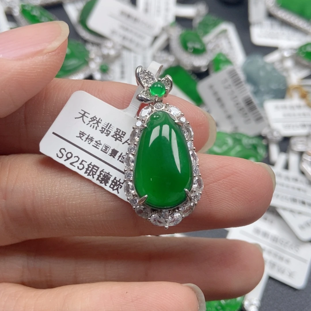 翡翠银S925镶嵌颈饰