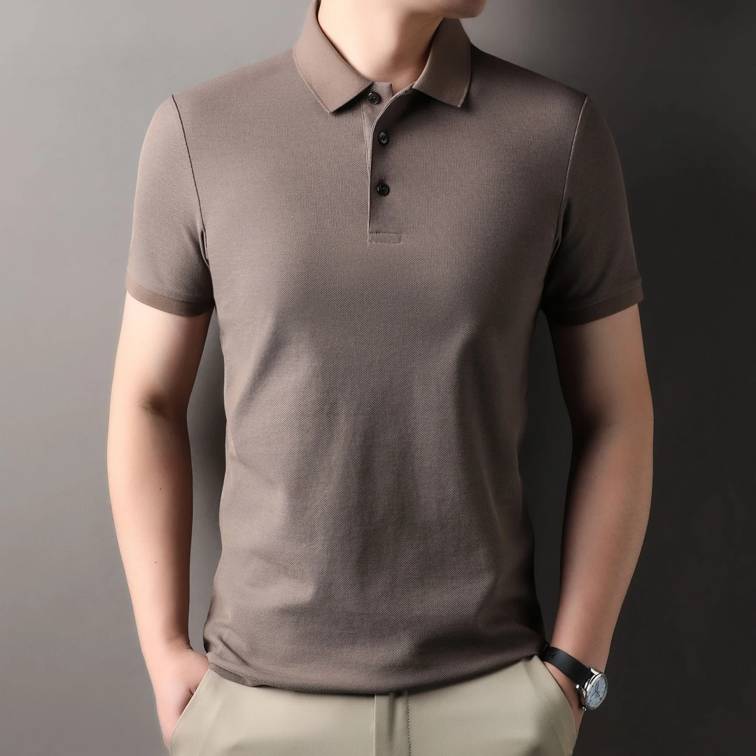潮龛2025新款短袖夏季翻领polo衫商务休闲时尚都市全棉三个扣
