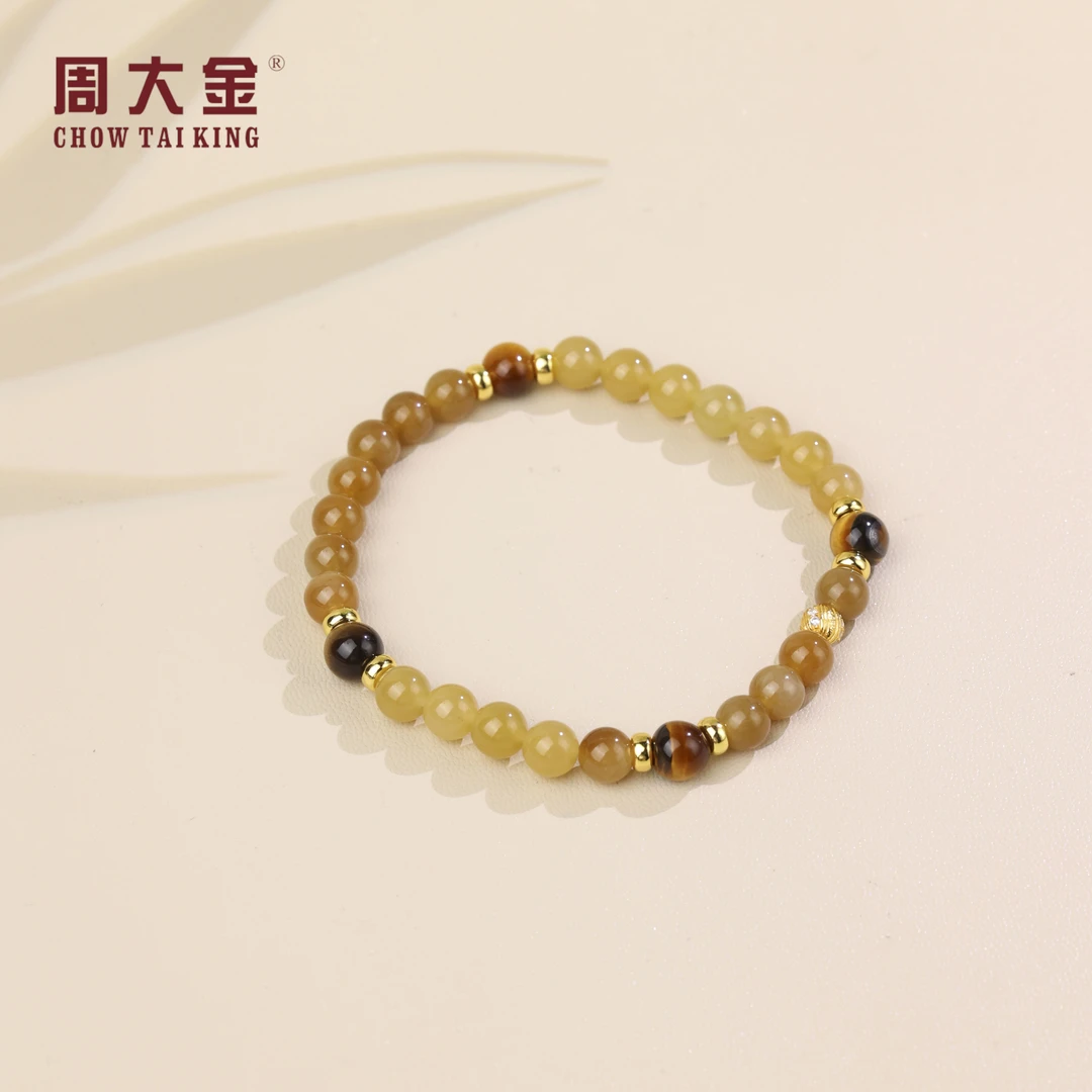 【周大金玉石】s925银天然和田玉糖料手串-S4327-臻