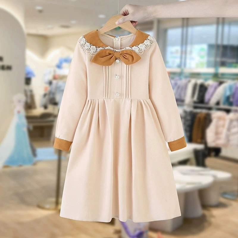 女童连衣裙春秋款2025新款春装洋气时髦学院风儿童裙子女大童春季