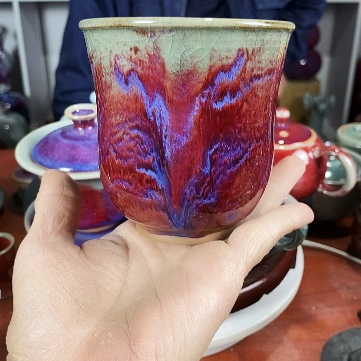 瓷片尚峰钧窑作品全手工艺杯