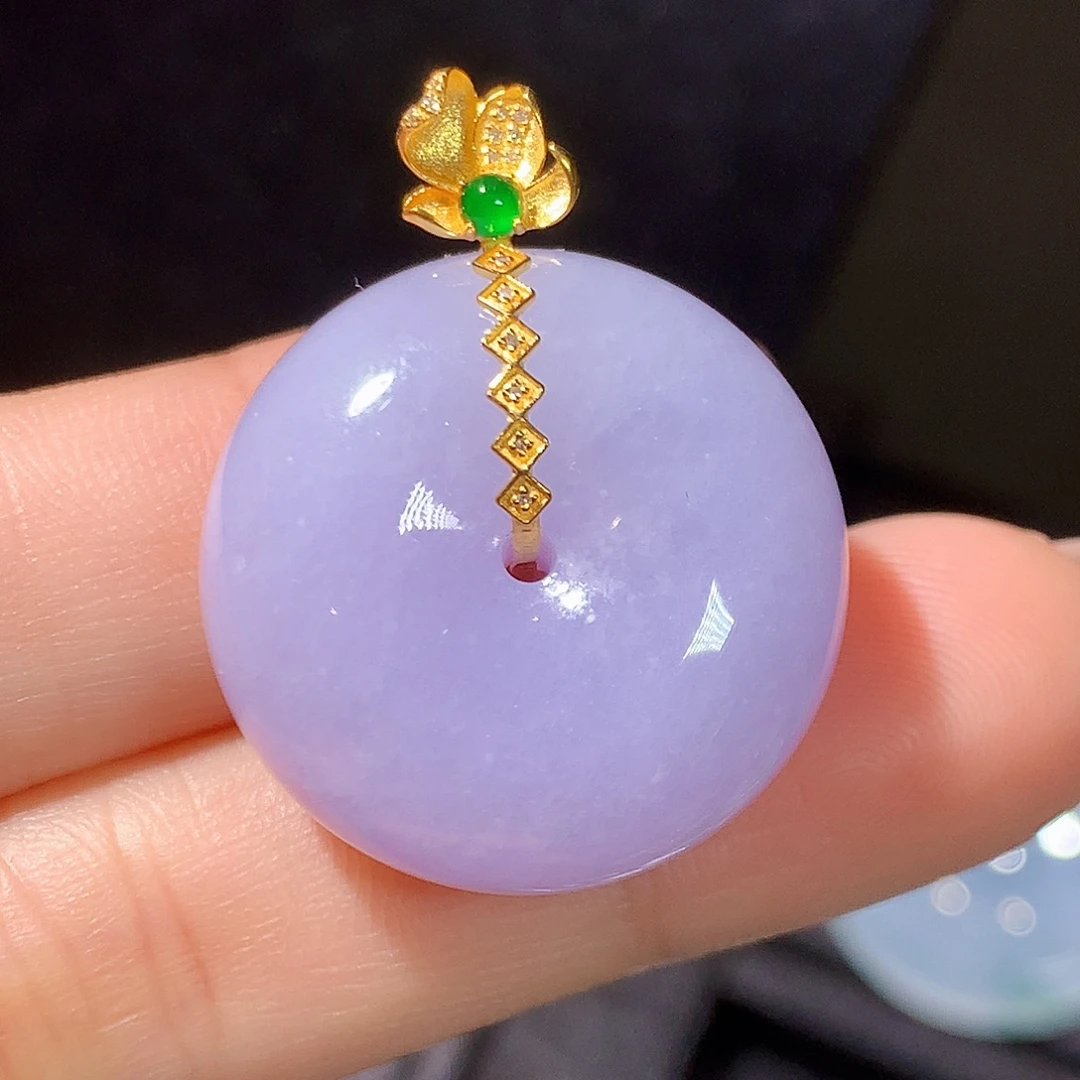 翡翠18K金镶嵌吊坠(不含链)