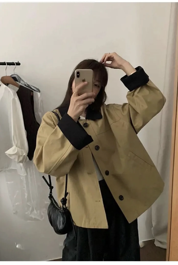 【小李微微胖】卡其色风衣外套女早春季休闲韩系赫本风高级感