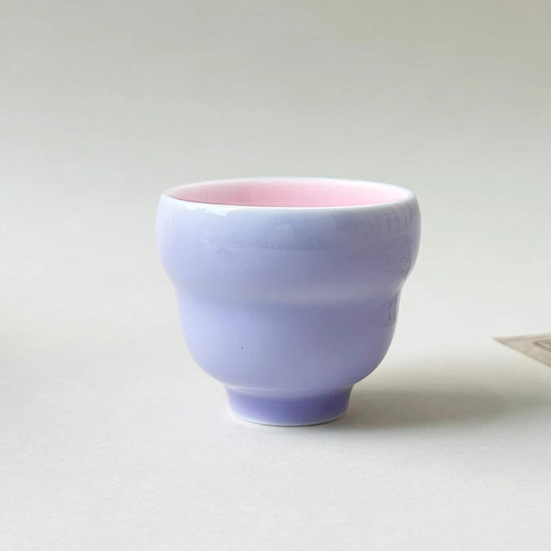 紫粉色女性喝茶杯子创意中式双色釉陶瓷葫芦杯主人杯品茗杯小容量