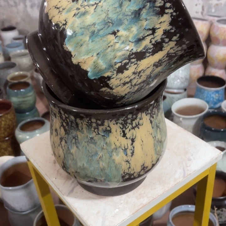 紫砂花盆口径20高度20两只正品