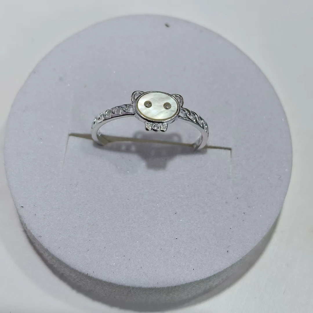 925银玻璃银制品 s925银小众小熊戒指（浪漫七夕宠粉福利）镶嵌精致