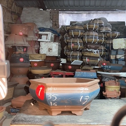 紫砂花盆六方一个