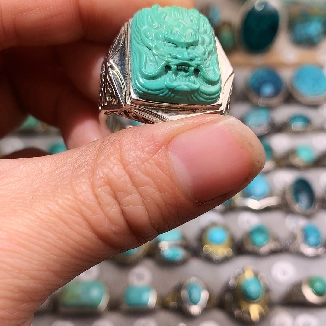 绿松石挂件银S925镶嵌