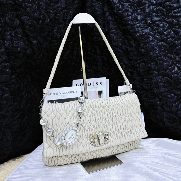 95新 MIU MIU/缪缪 水泥灰大号彩包单肩包