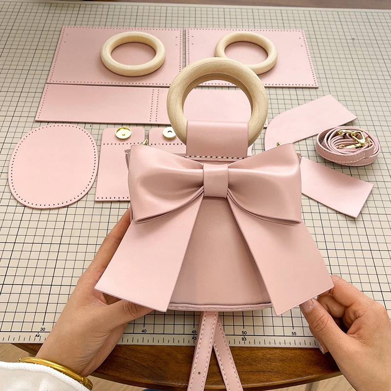 DIY蝴蝶结编织材料包水桶包闺蜜礼物diy手工斜挎手提假日风清凉感