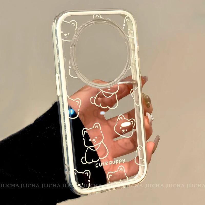 线条西高地适用苹果16e手机壳透明vivos30promini女款荣耀400防摔