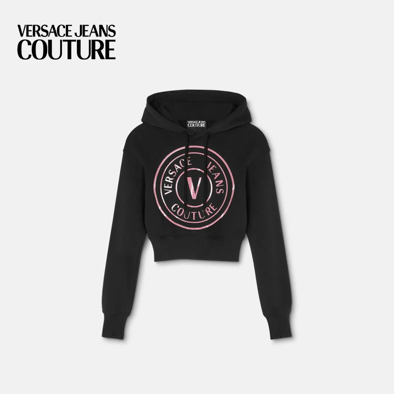 【季末优惠】VERSACE JEANS COUTURE 女士V-Emblem短款连帽衫