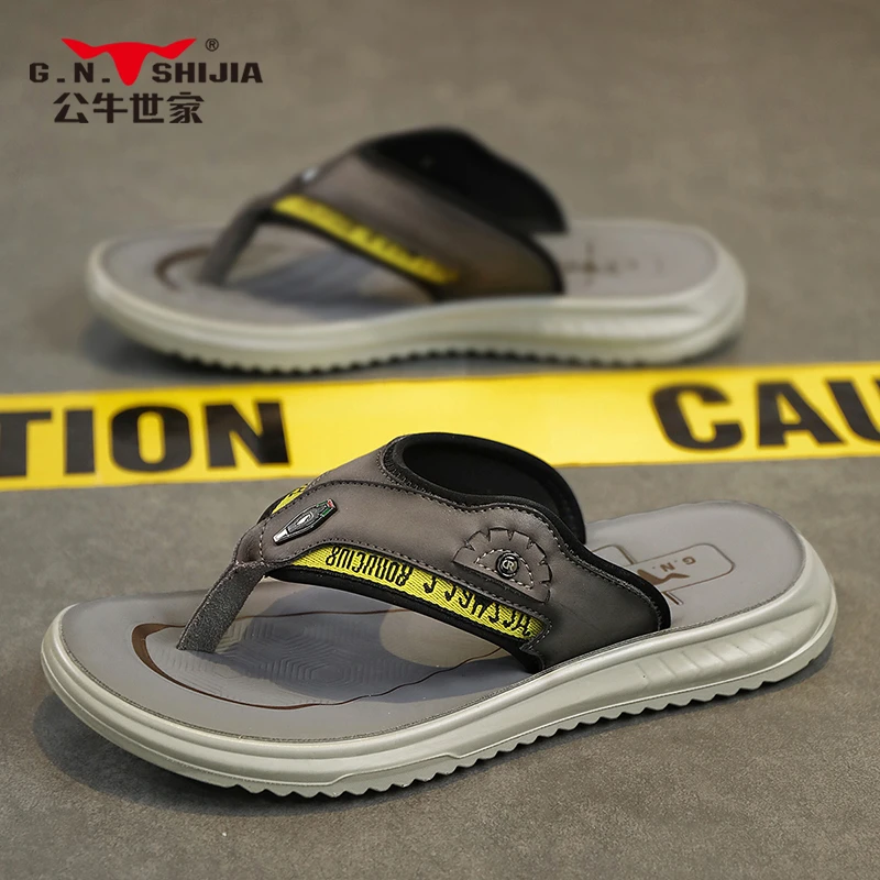 公牛世家人字拖男士2025夏季新款外穿防滑凉鞋防滑防臭舒适凉拖鞋