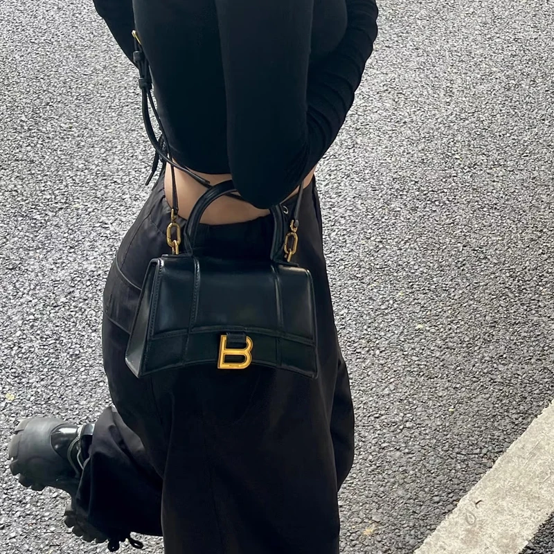 95新 Balenciaga/巴黎世家 巴黎世家 黑金xs码沙漏包 手提单肩包