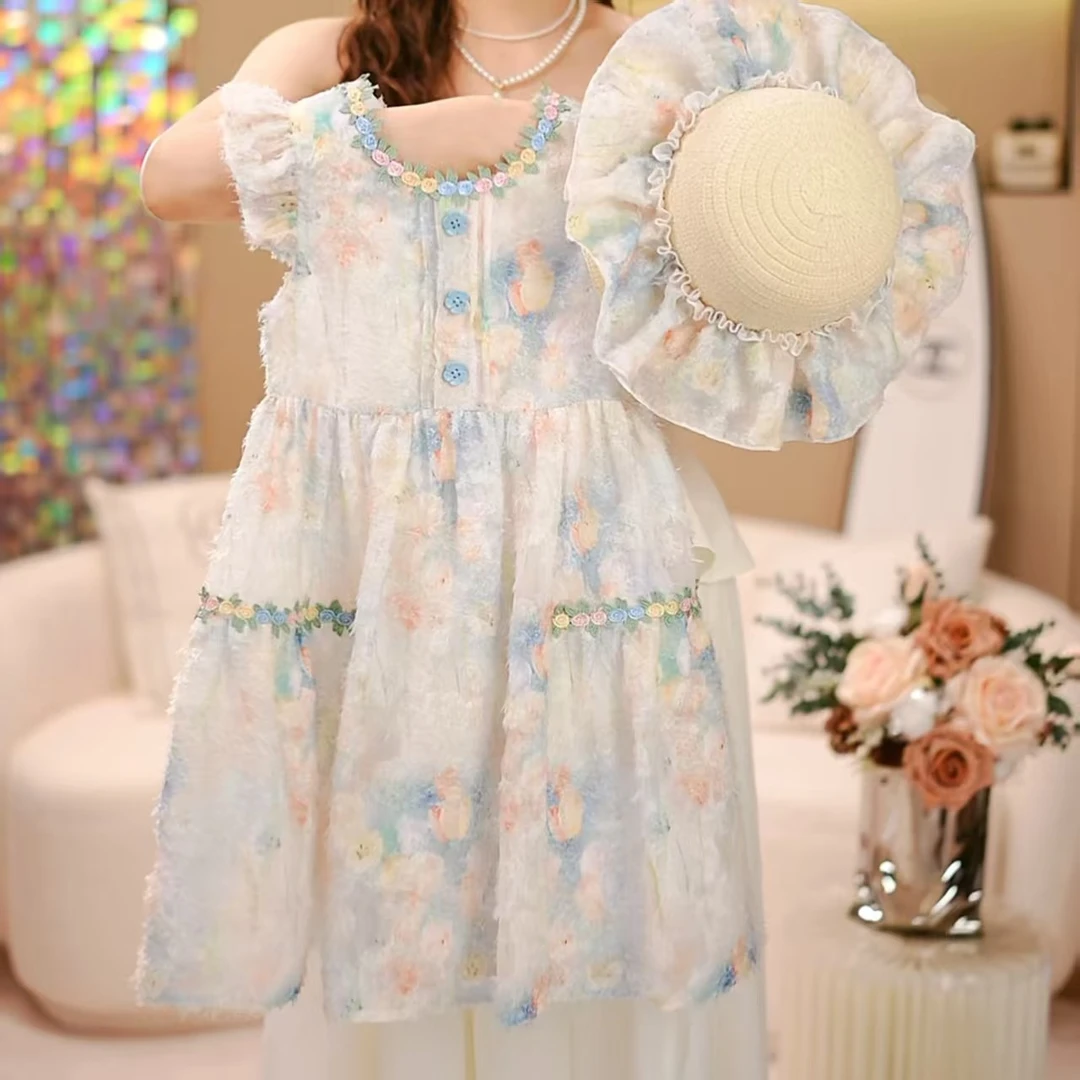 【如梦似画】女童连衣裙2025夏装新款儿童碎花裙飞袖女孩甜美裙子