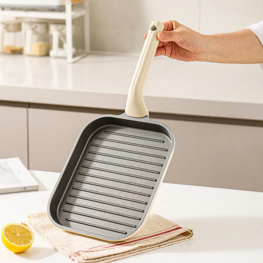 川岛屋钛牛排煎锅电磁炉平底锅不粘锅家用无涂层煎牛扒专用锅