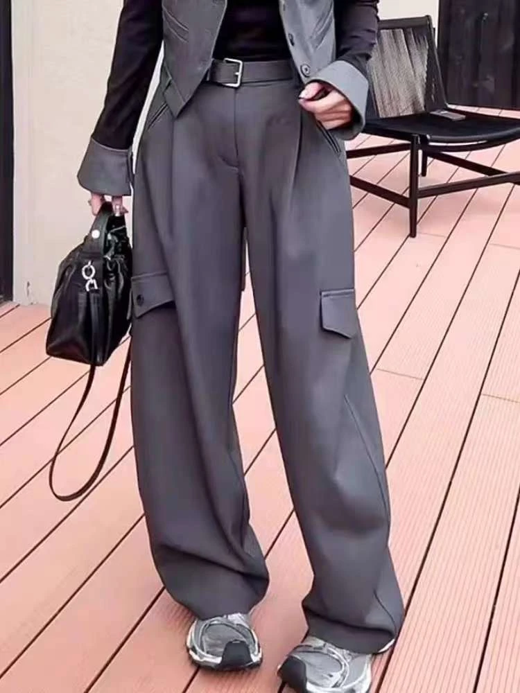 【济州岛】数字拼接腰工装裤弯刀裤85780