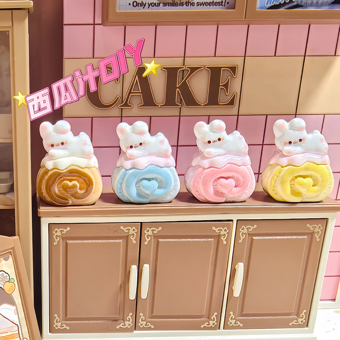 【西瓜定制--兔子卷卷】立体diy树脂饰品可爱小配件