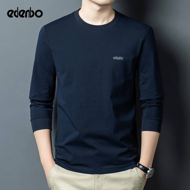 爱登堡长袖t恤男士25新款春秋季休闲圆领百搭刺绣体恤秋季上衣男