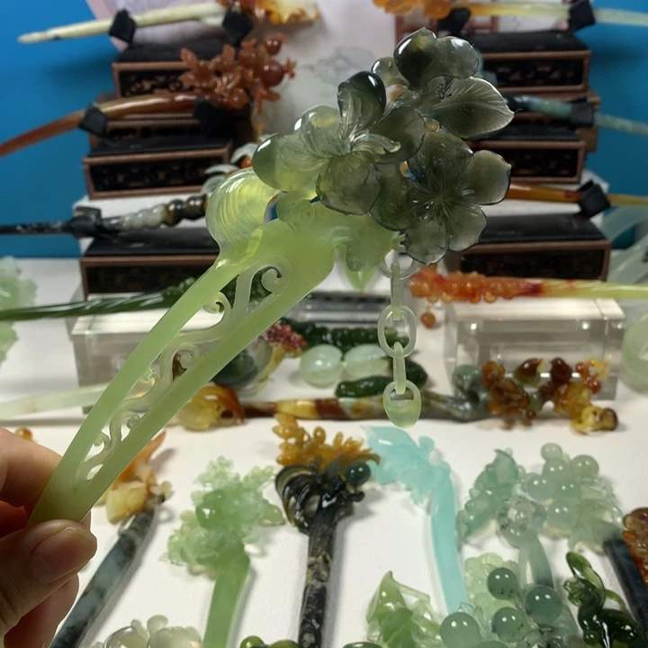 未镶嵌蛇纹石玉发簪