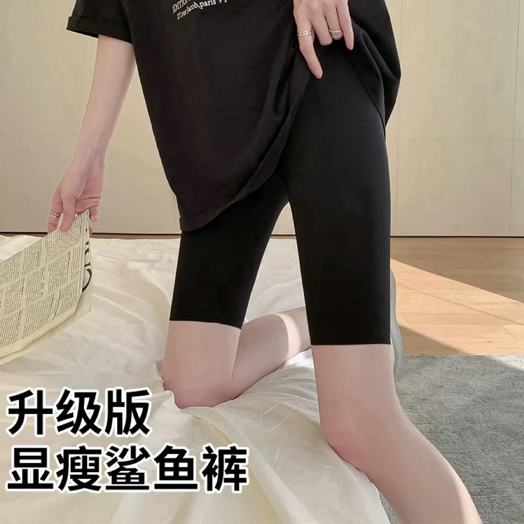 外单～大弹力加高腰显瘦鲨鱼裤，瑜伽提臀运动经典五分裤骑行女士