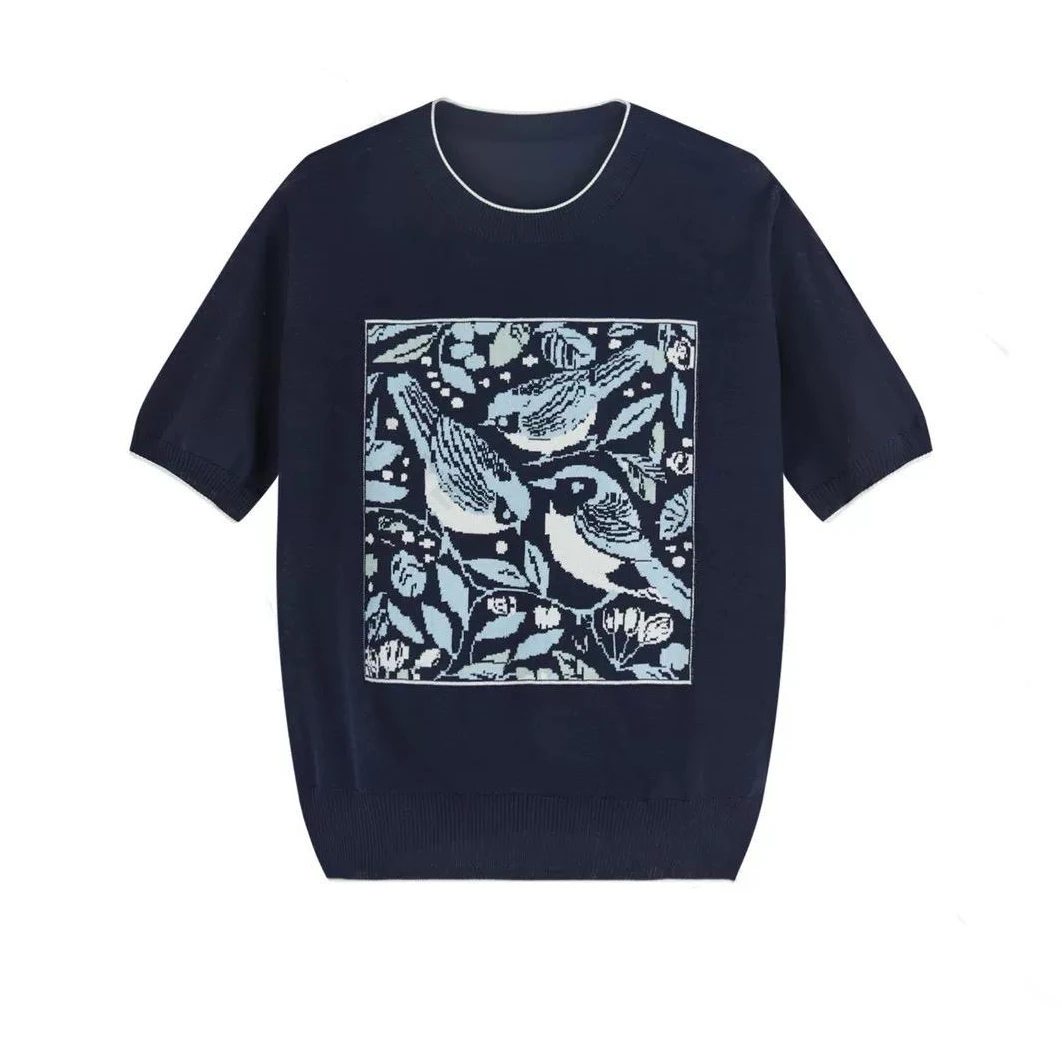 B 门店38&9！面料の王！莱赛尔天丝/夏季提花短袖针织T恤女 T4517