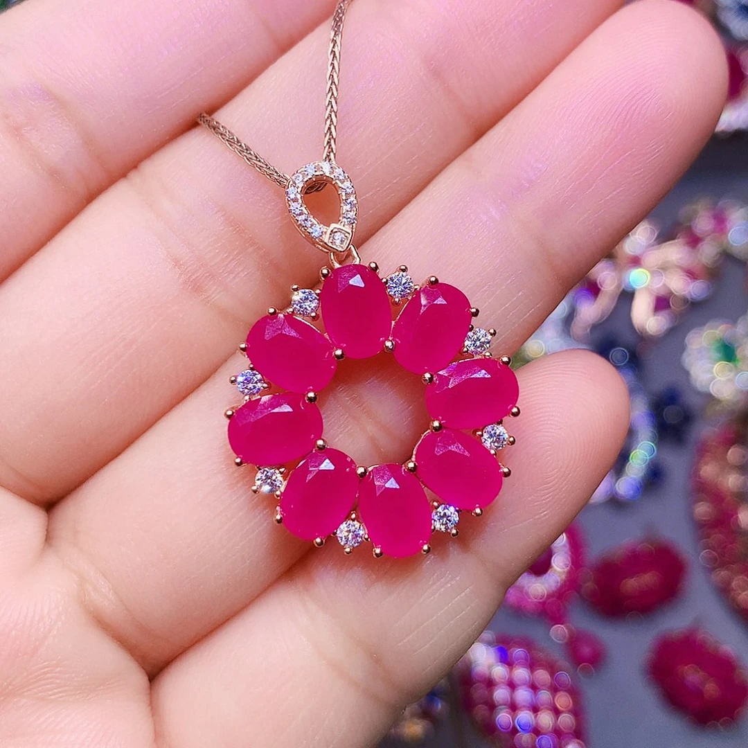 颈饰银S925镶嵌红宝石