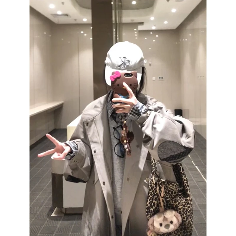 美式复古中长款工装风衣外套女2025秋季爆款宽松休闲百搭夹克上衣