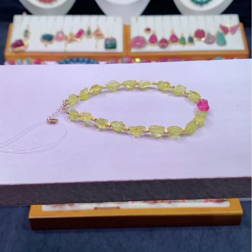 【闪购商品】碧玺碧玺m18K金镶嵌手链