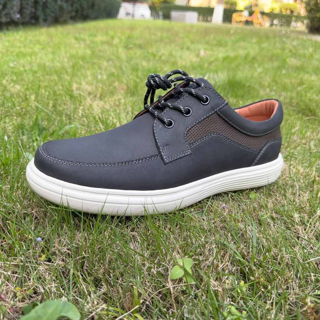 伯丽达系带透气纯色粒面皮休闲休闲皮鞋鞋子软底防滑男士