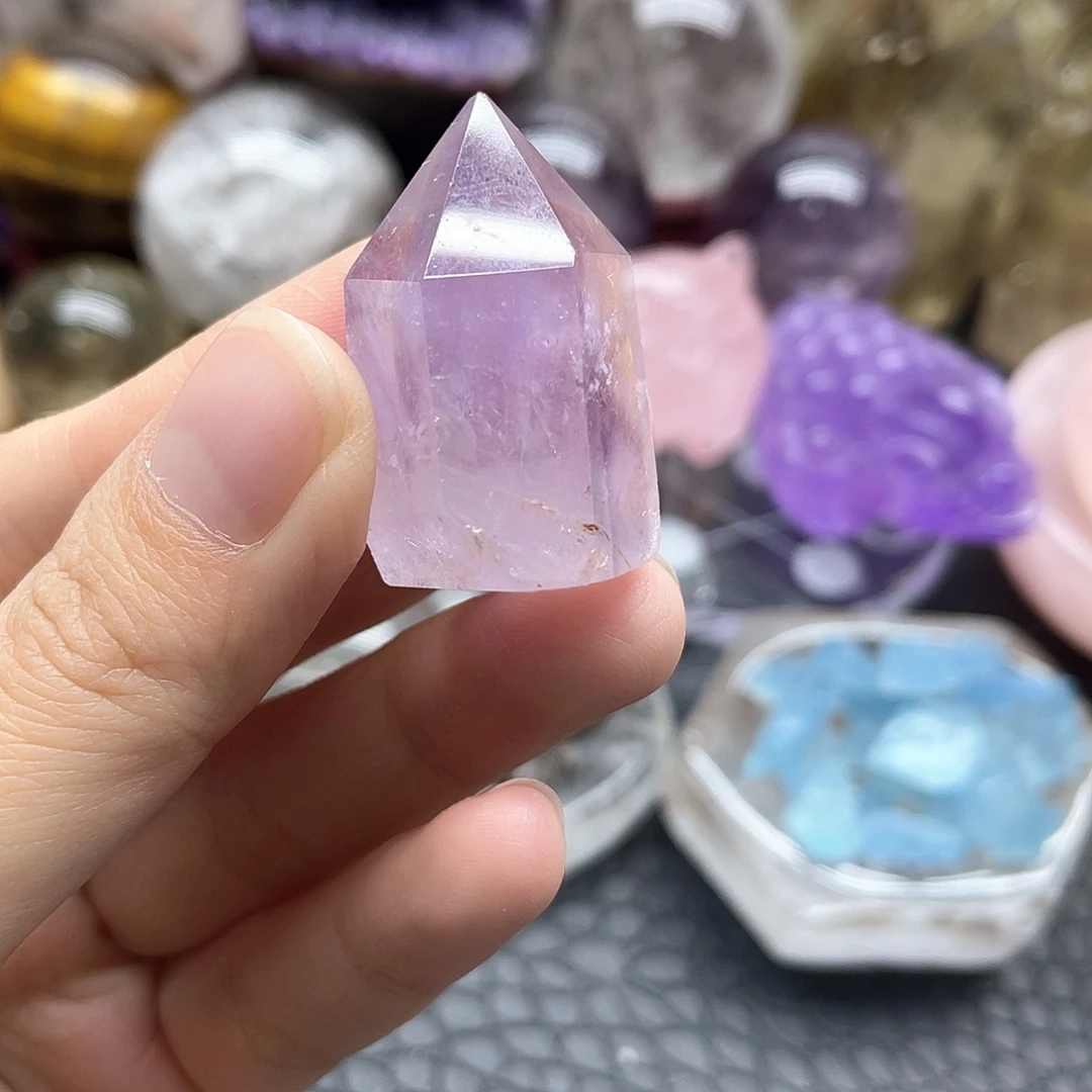 水晶珠宝半成品未镶嵌56紫水晶柱