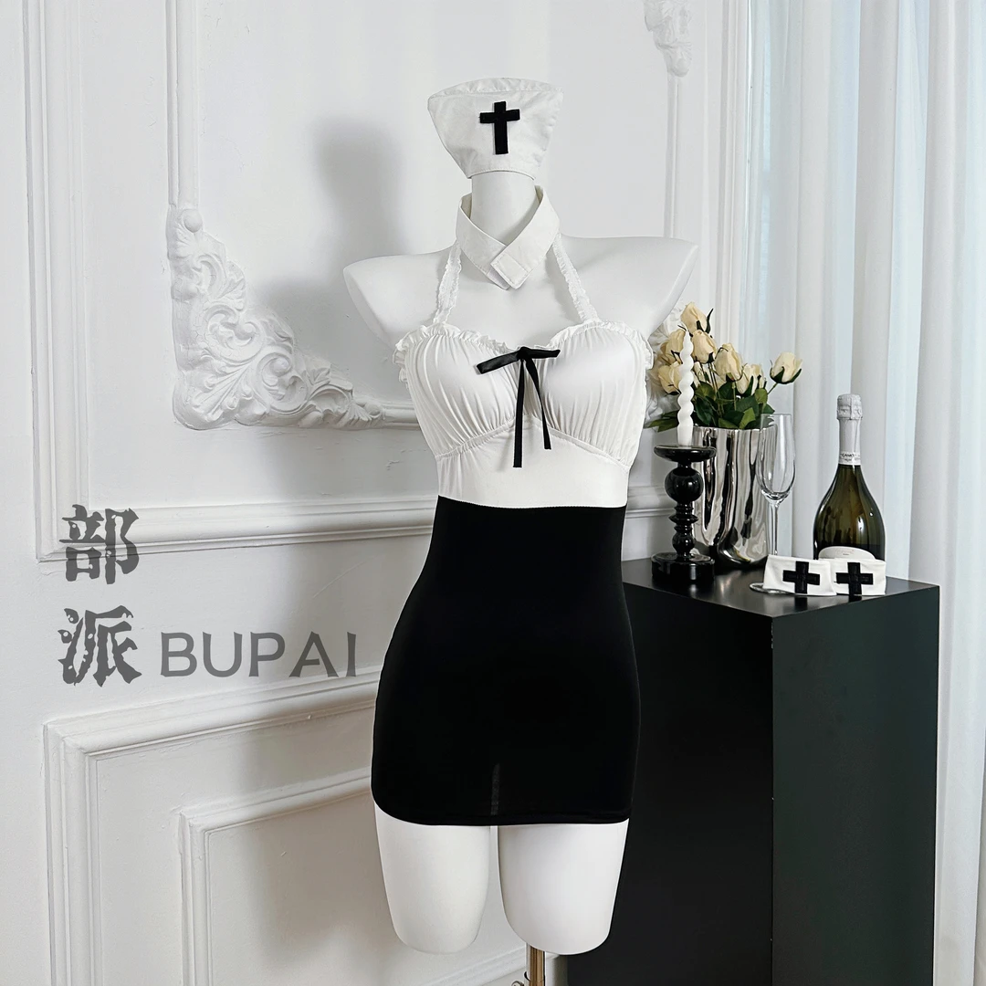 部派【燃情护士】性感露背连衣裙蝴蝶结纯欲制服睡裙收腰显瘦紧身裙