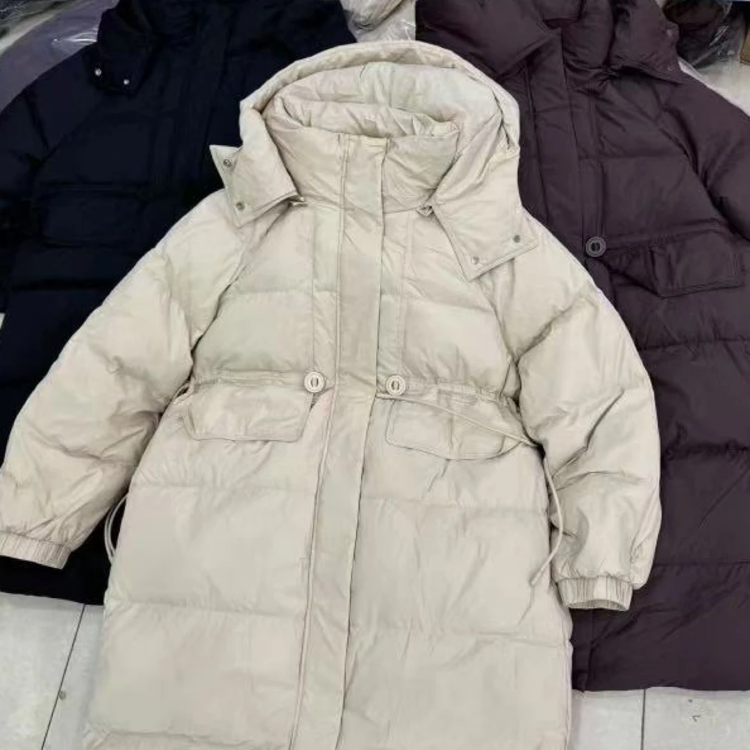 恩熙·韩系新款冬季连帽收腰长款羽绒服251727