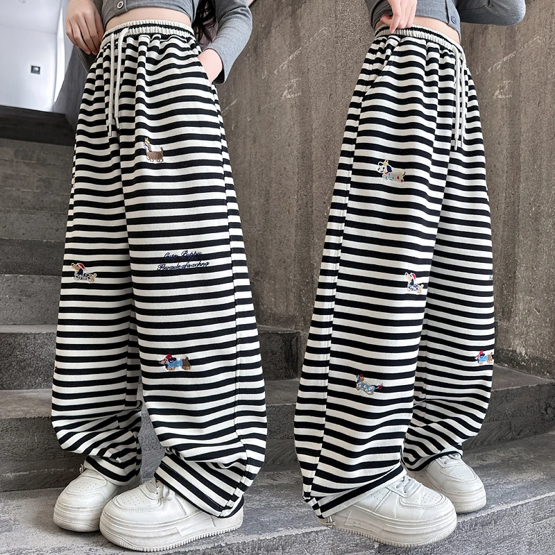 女童春秋时尚卫裤2025新款洋气中大儿童6-12岁15岁春装时髦阔腿裤