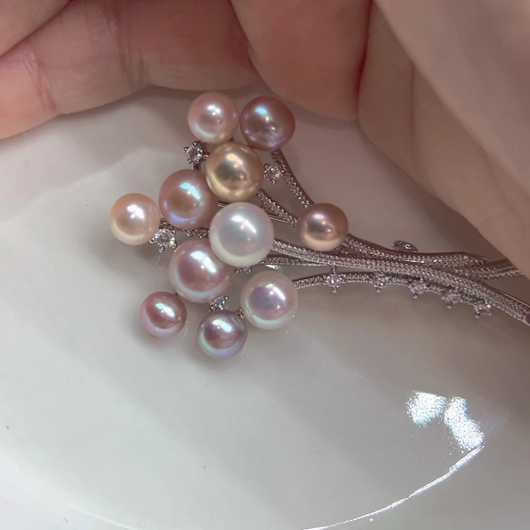 菁***莹合金淡水珍珠天然珍珠胸针