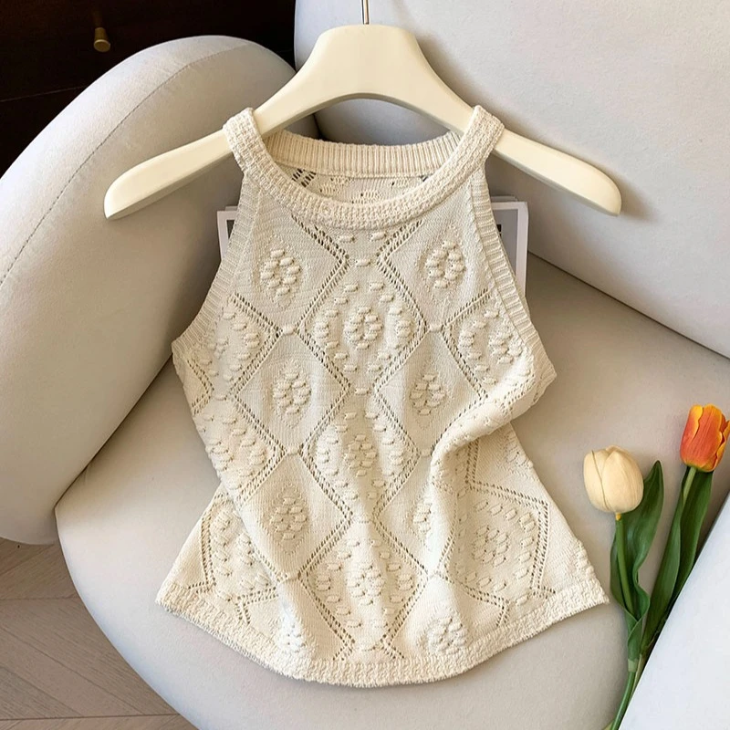 自留款推荐~美式辣妹无袖针织背心女夏季新款高级感显瘦外穿上衣