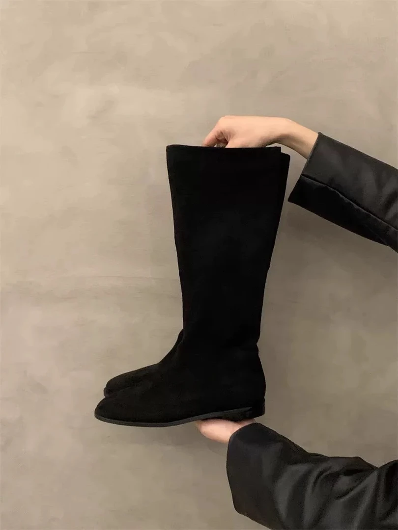 【海南简爱】韩版百搭平底圆头高筒长靴女不过膝单靴 728