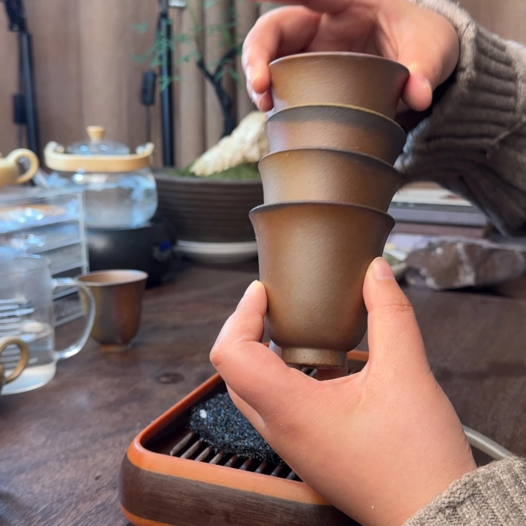 紫砂茶壶柴烧铃铛杯