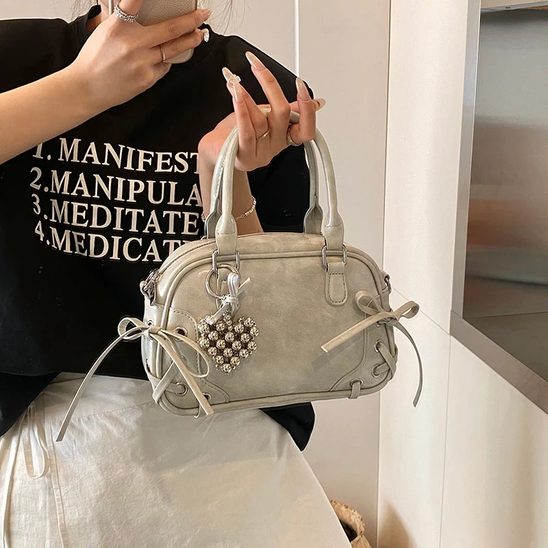 2245高级感手提保龄球包女2025新款单肩斜挎包韩国小众波士顿包