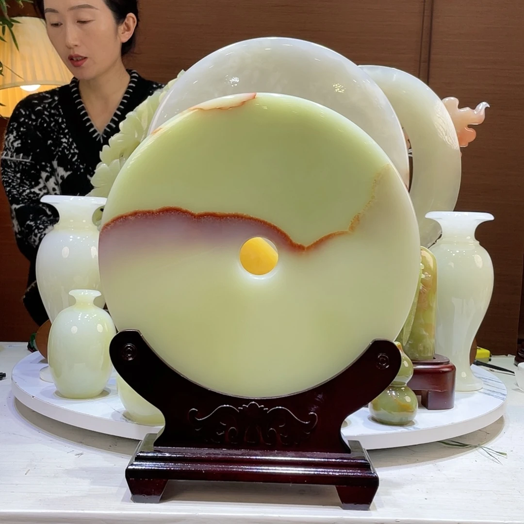 玉精品天然玉石平安扣摆件