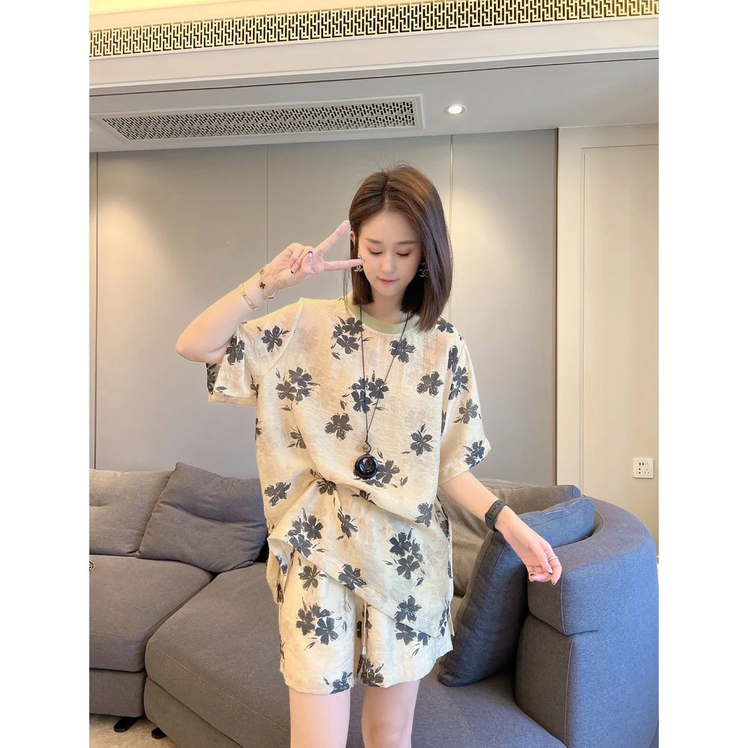 【温情】2025新款夏季防晒宽松百搭上衣宽松短裤套装女