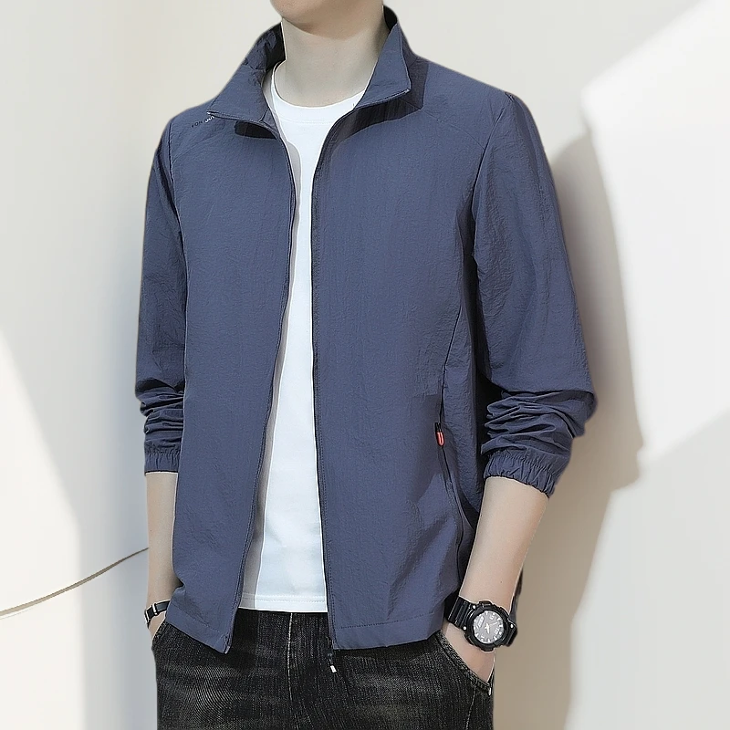 男士夏季薄款立领速干透气防晒户外宽松运动夹克外套休闲潮流商务