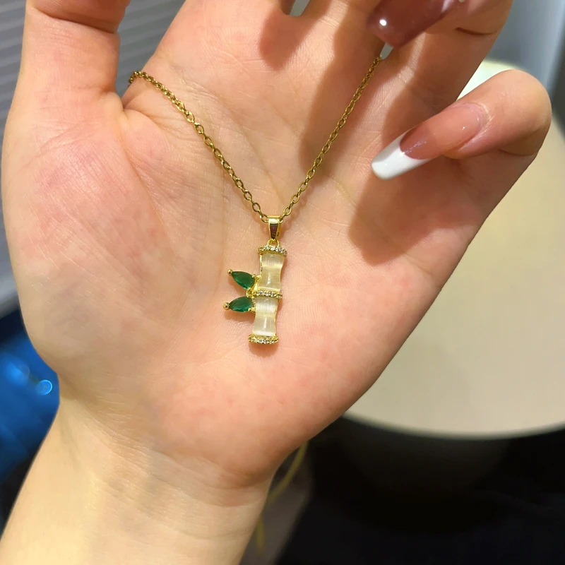 铜合金项链 铜合金 118 时尚国风白色竹节项链