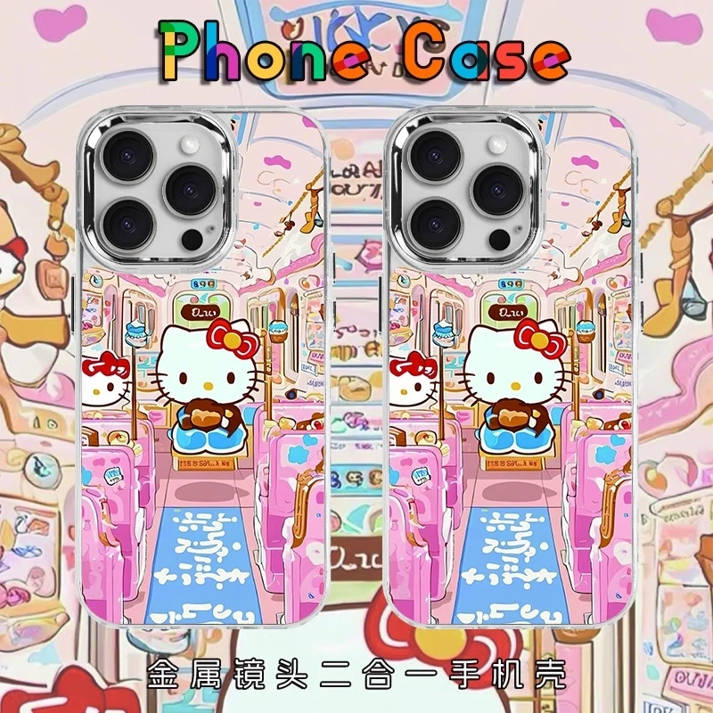 火车凯蒂2适用苹果16/15手机壳iPhone13/12透明电镀XS/XR软壳11/8