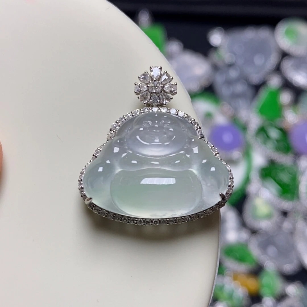 翡翠18K金镶嵌吊坠(不含链)佛