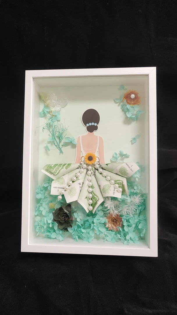 相框小富婆钱币公主裙永生花有钱花送女朋友节日生日创意礼物