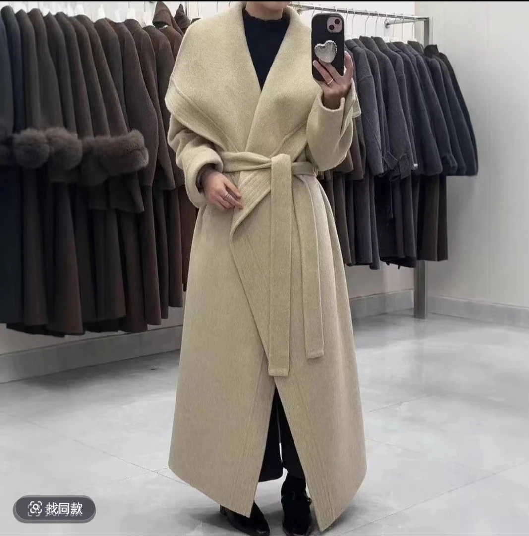 2566款绵羊毛大衣长款秋冬外套长款羊毛大衣毛呢外套