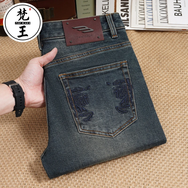 欧洲站春夏季新款牛仔裤男弹力修身高端欧货时尚百搭男装裤子D540