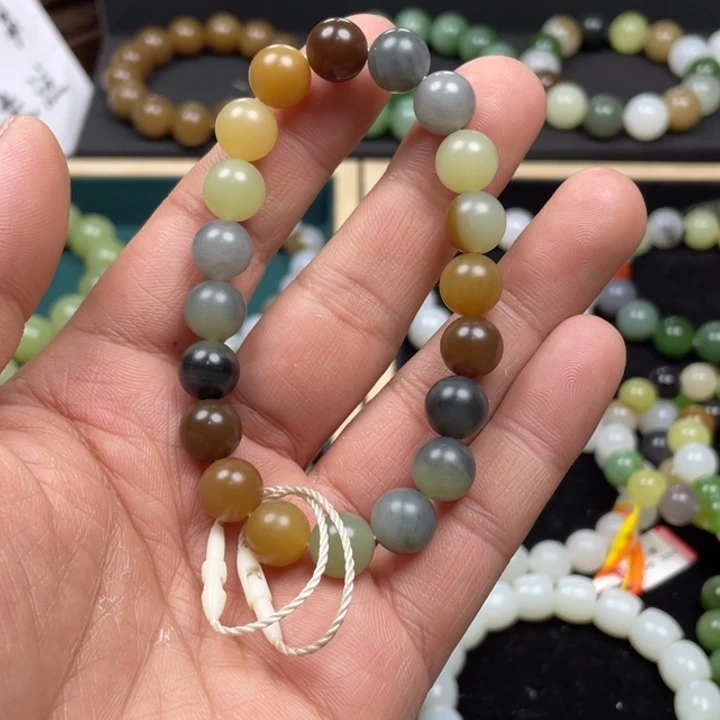 和田玉手串未镶嵌新疆且末娄兰卡10圆