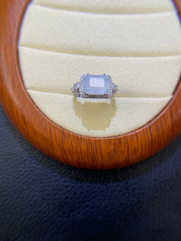 S925银镶 天然缅甸A货翡翠 戒指